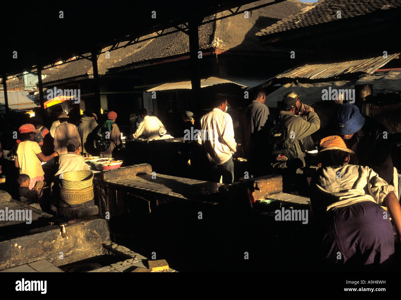 Tramonto al mercato di Antananarivo in Madagascar la capitale del paese Foto Stock