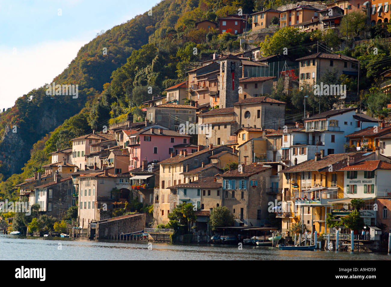 La Svizzera Tessin Lago di Lugano Gandia ex villaggio di fisher Foto Stock