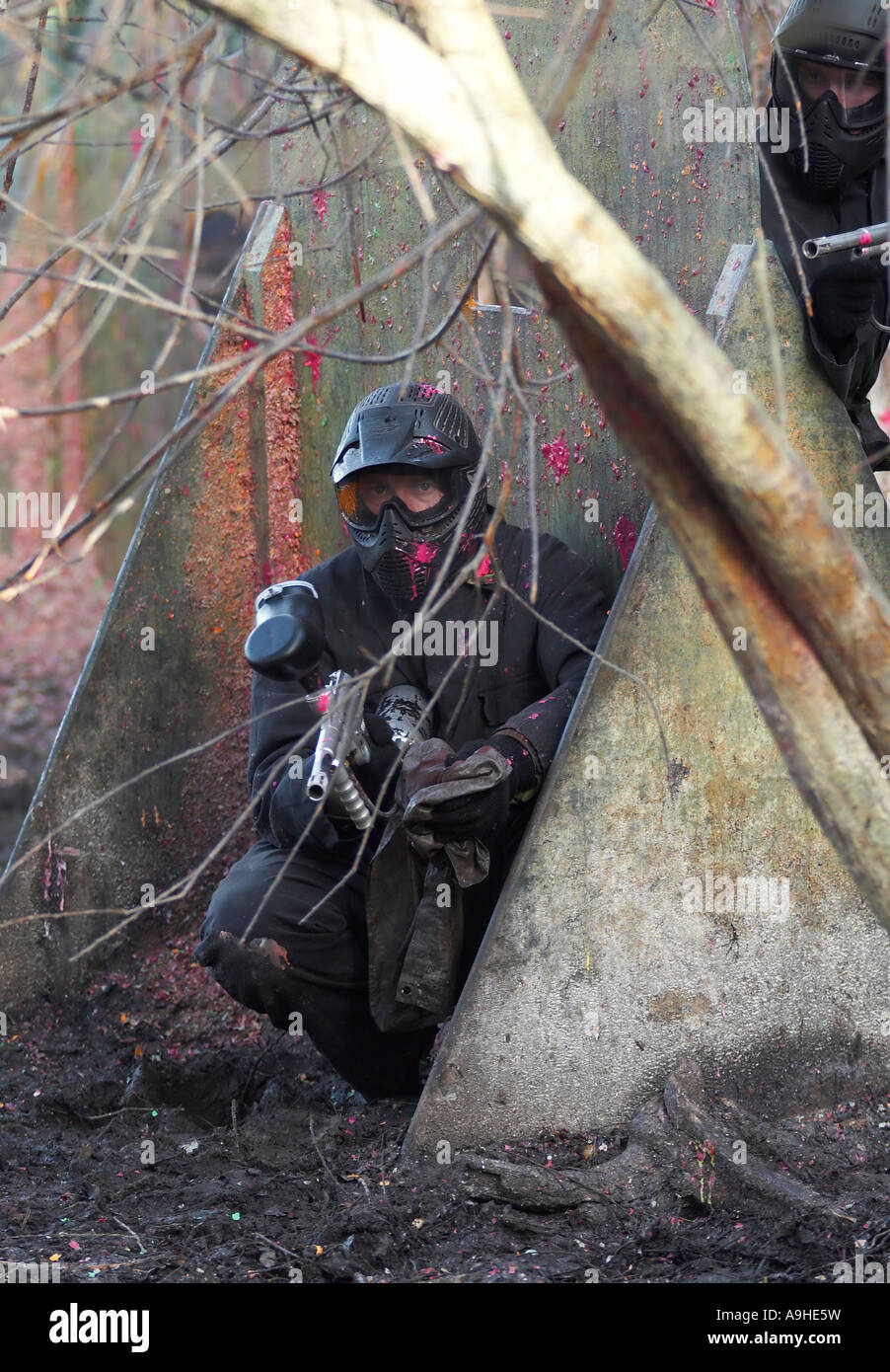 Un gioco Paintball Foto Stock