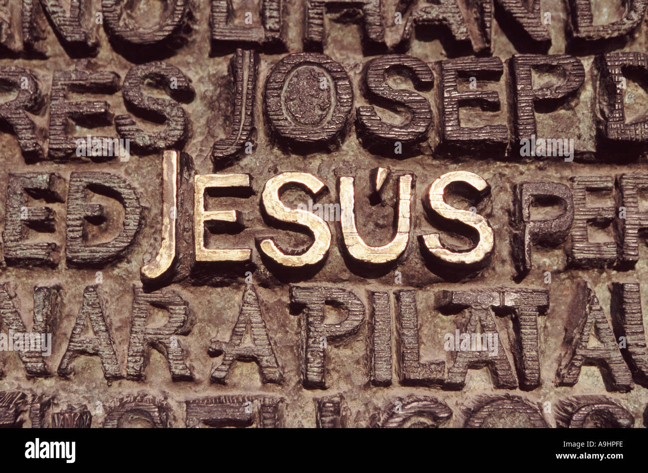 La parola di Gesù a La Sagrada Familia a Barcellona Spagna Foto Stock