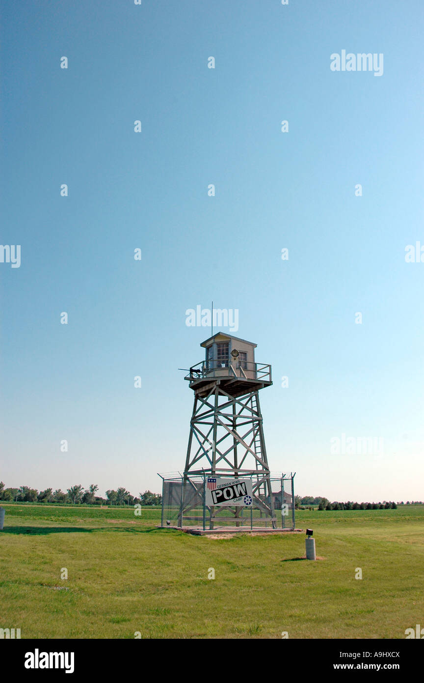 Guerra Mondiale 2 di lingua tedesca del prigioniero di guerra di internamento POW Camp museum di Holdrege NE Nebraska torre di guardia Foto Stock