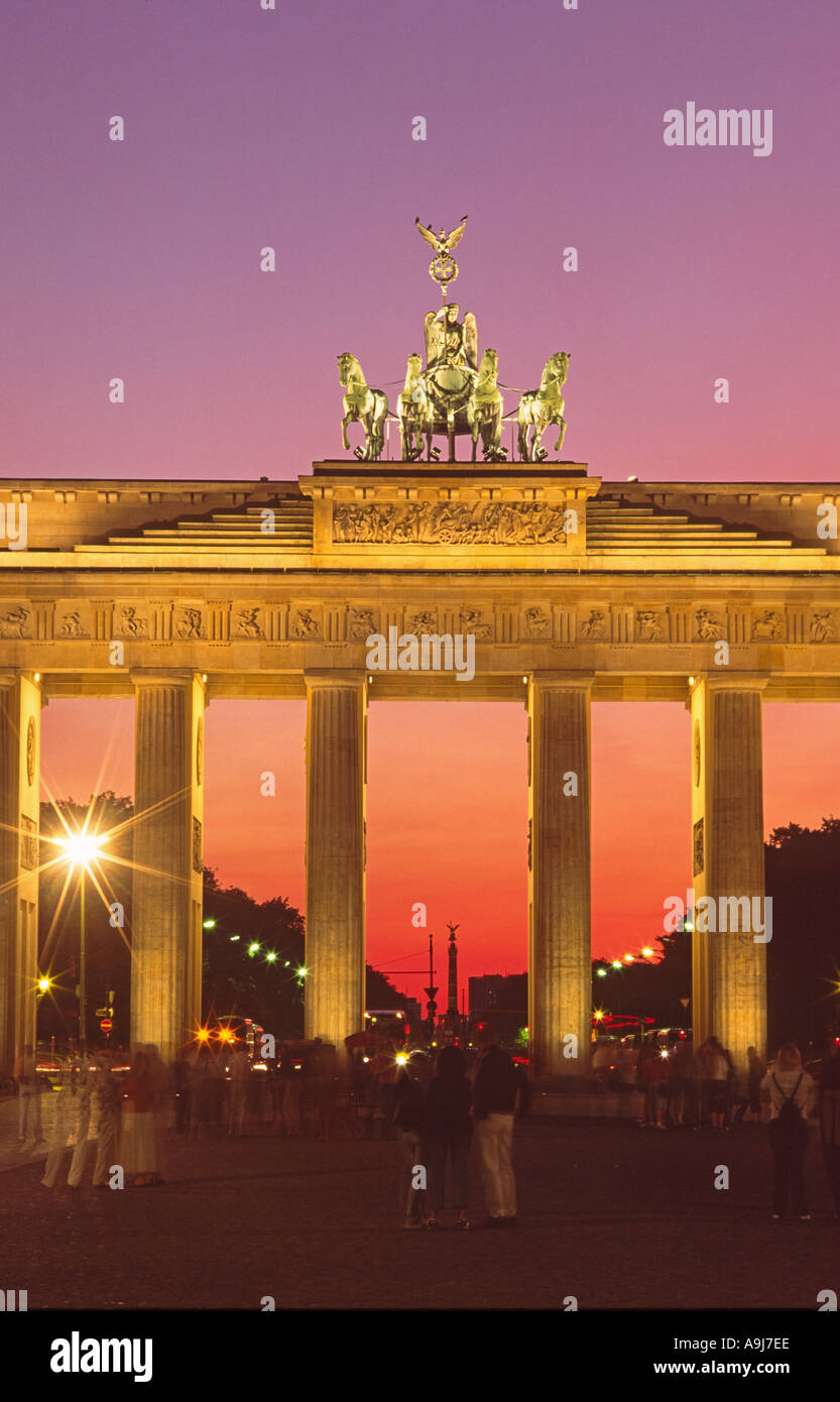 Berlin Brandenburg Gate Brandenburger Tor tramonto Foto Stock