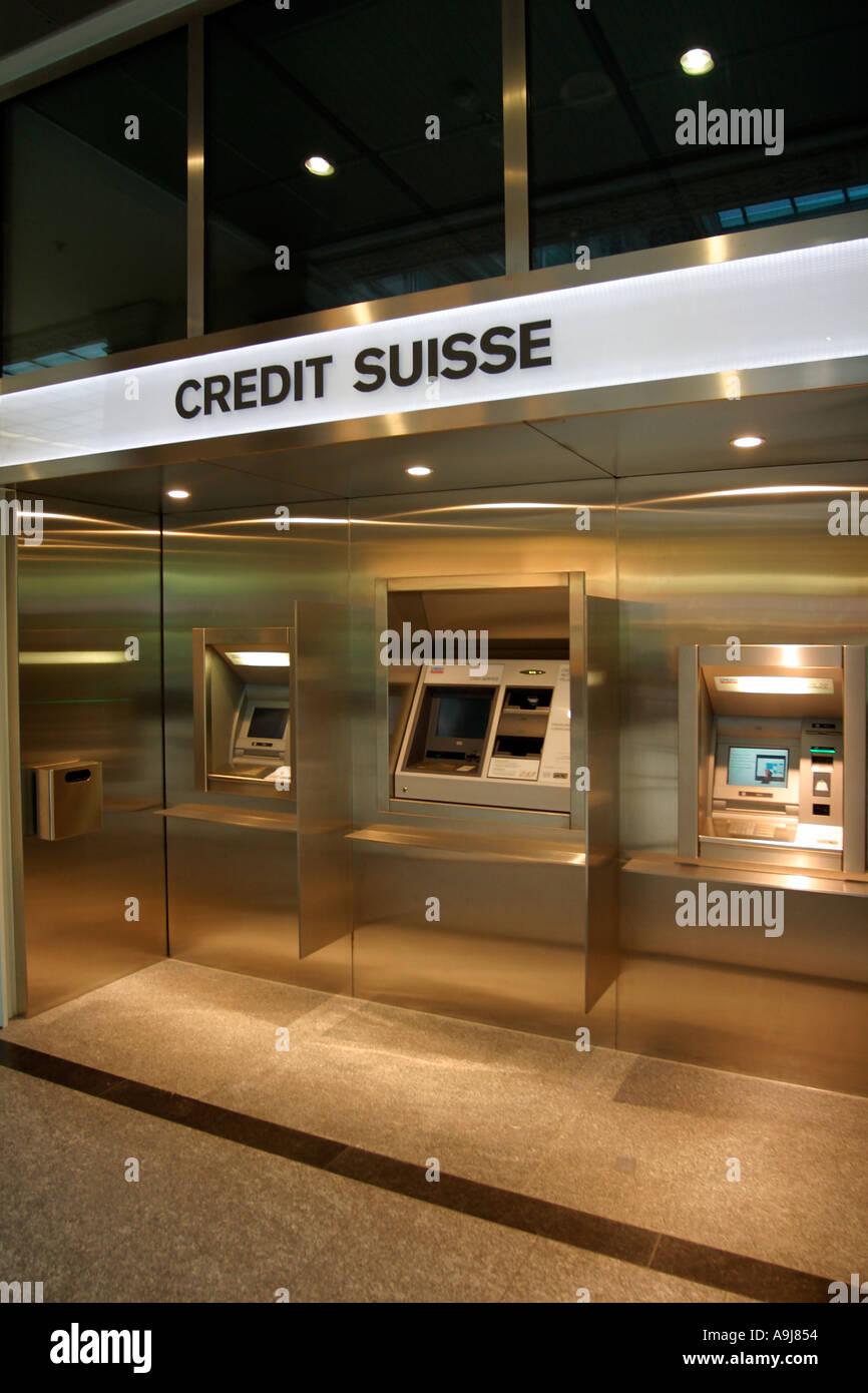 La Svizzera Zurigo Credit Suisse automatic teller machine Paradeplatz indoor Foto Stock
