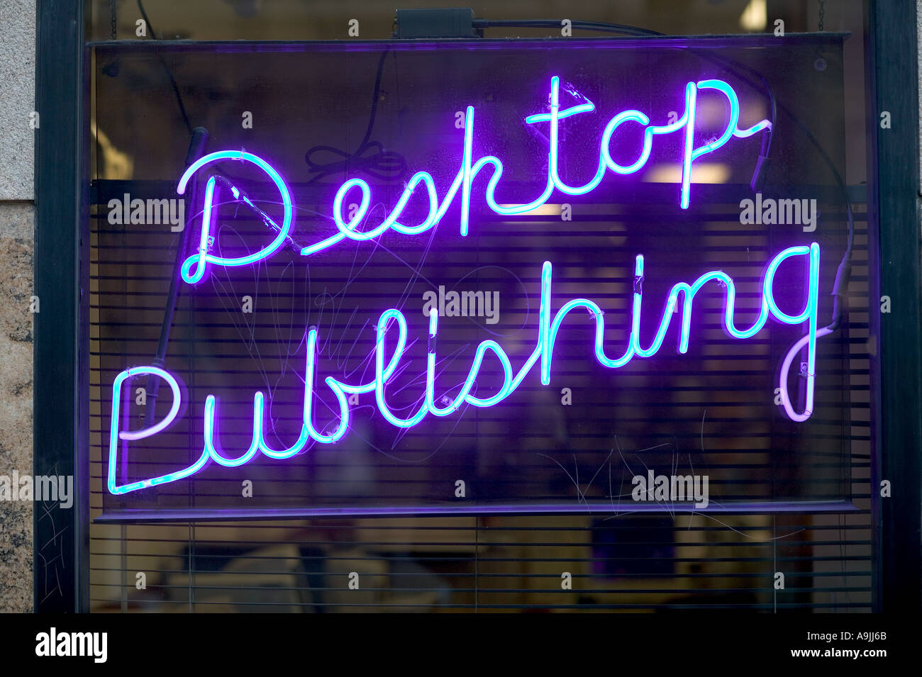 Desktop publishing segno al neon Foto Stock