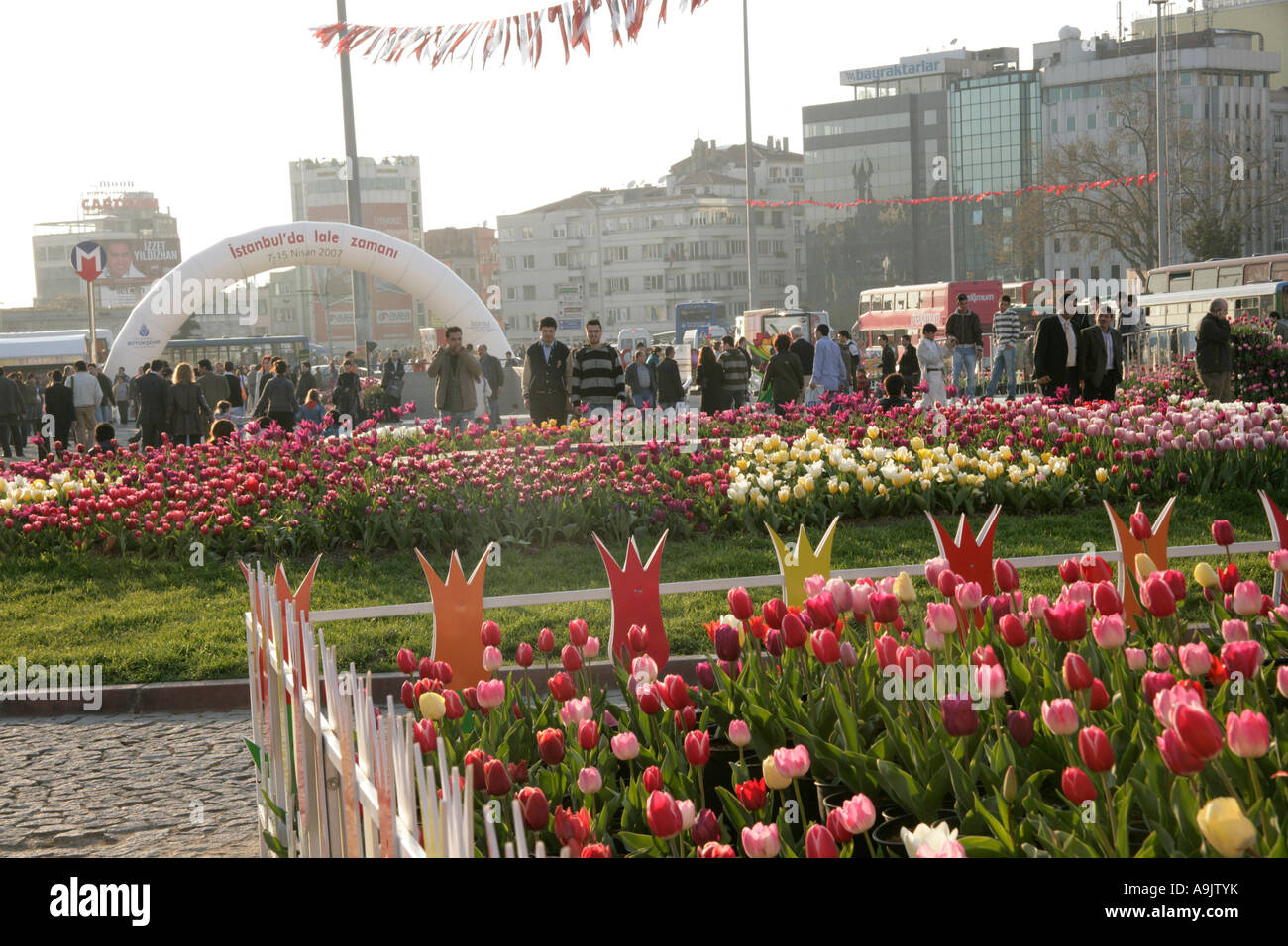 Tulip Festival in Piazza Taksim, Istanbul, Turchia Foto Stock