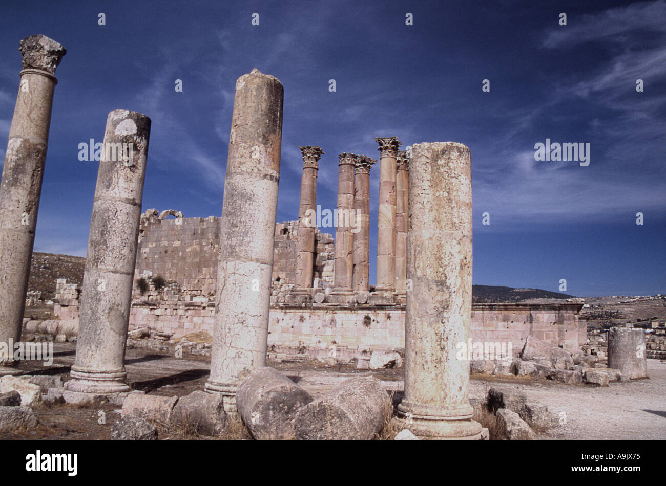 La Giordania vista dell'antica città di Jerash Foto Stock