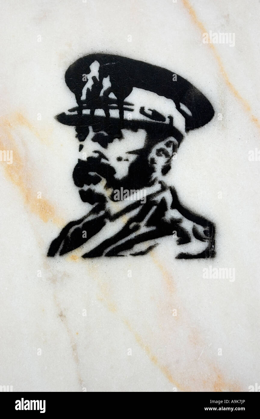 Stencil a spruzzo di Haile Selassie Foto Stock