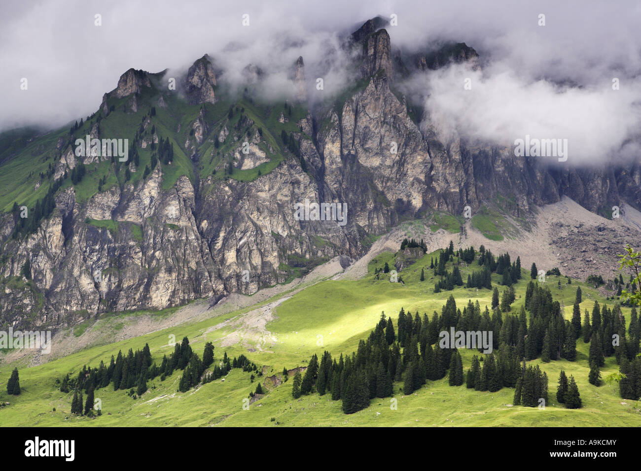 Vista dalla Klausen Pass, Svizzera, Uri Glaurus, Graubuendener Apen Foto Stock