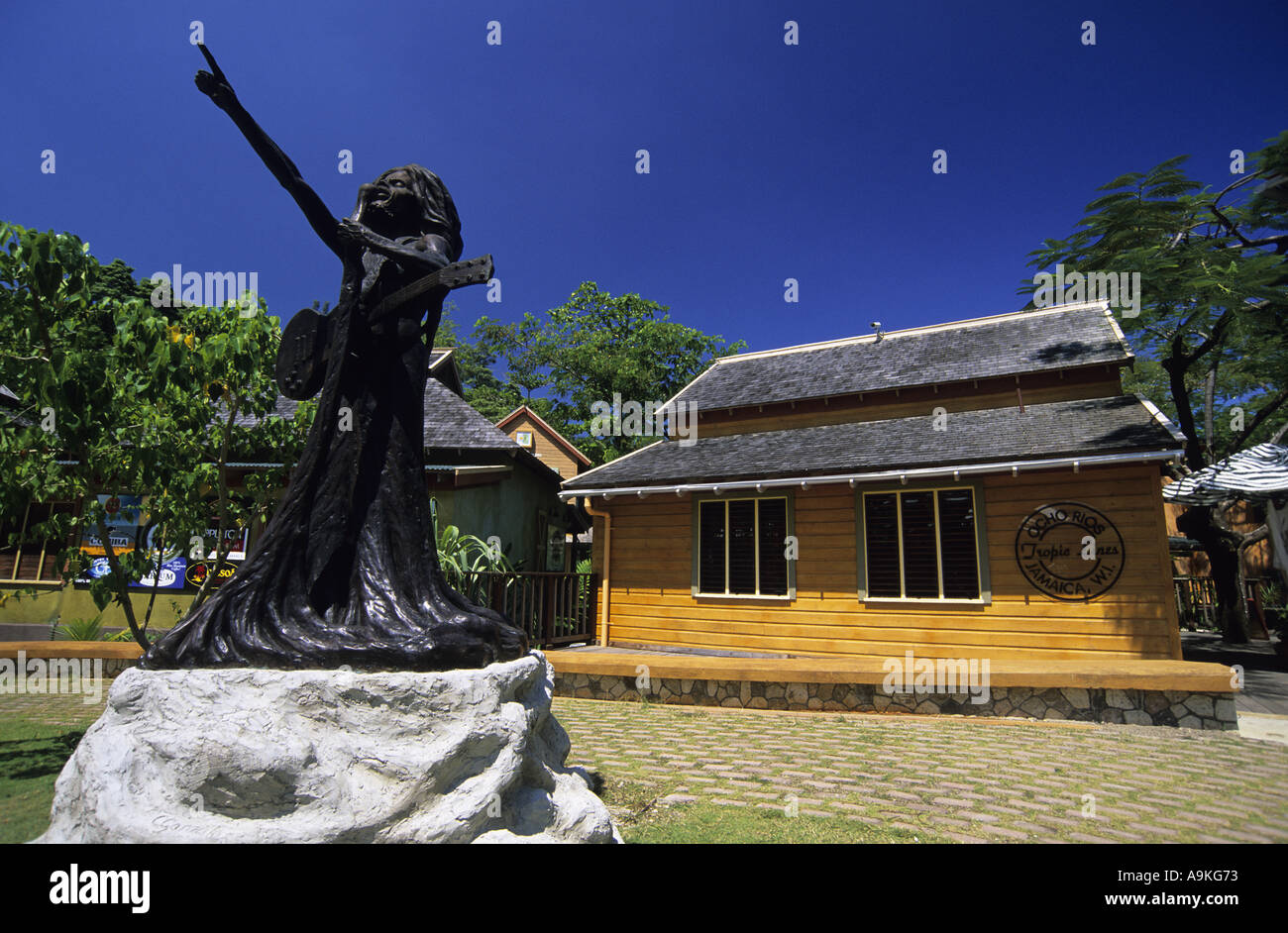 Giamaica Ocho Rios Island Village Bob Marley statua Foto Stock