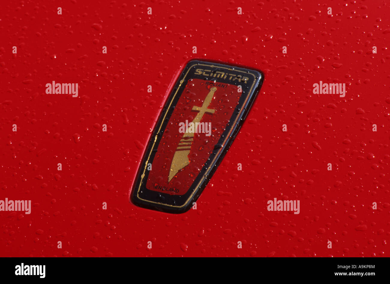 Il Reliant Scimitar. Inglese Il costruttore di auto 1934. Il Reliant badge auto marque British maker auto motif Foto Stock