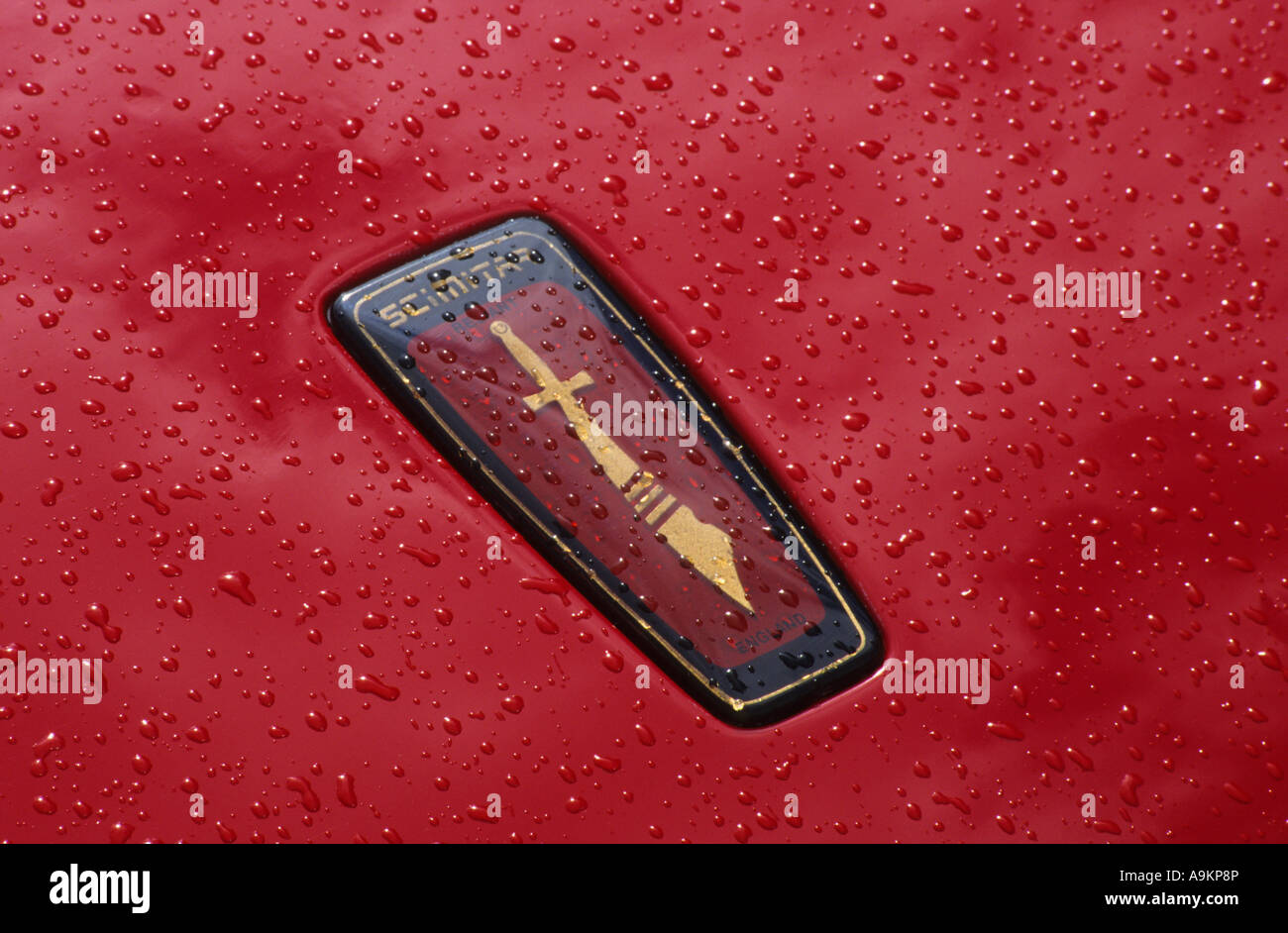 Il Reliant Scimitar. Inglese Il costruttore di auto 1934. Il Reliant badge auto marque British maker auto motif Foto Stock