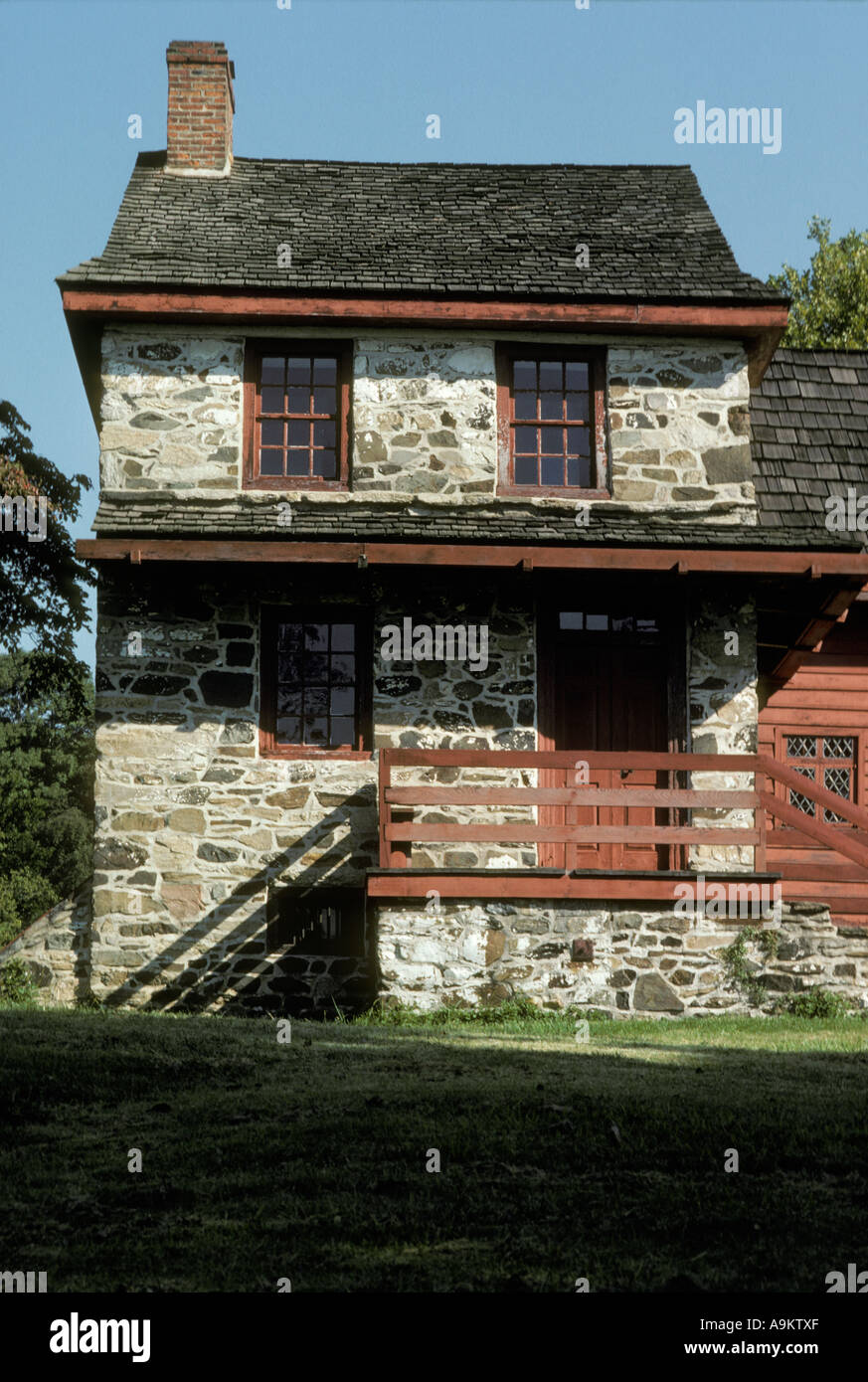 Brandywine Battlefield Campo di Battaglia Chadds Ford Chester Delaware contee 2 due casali Quaker occupata da George Washington Foto Stock