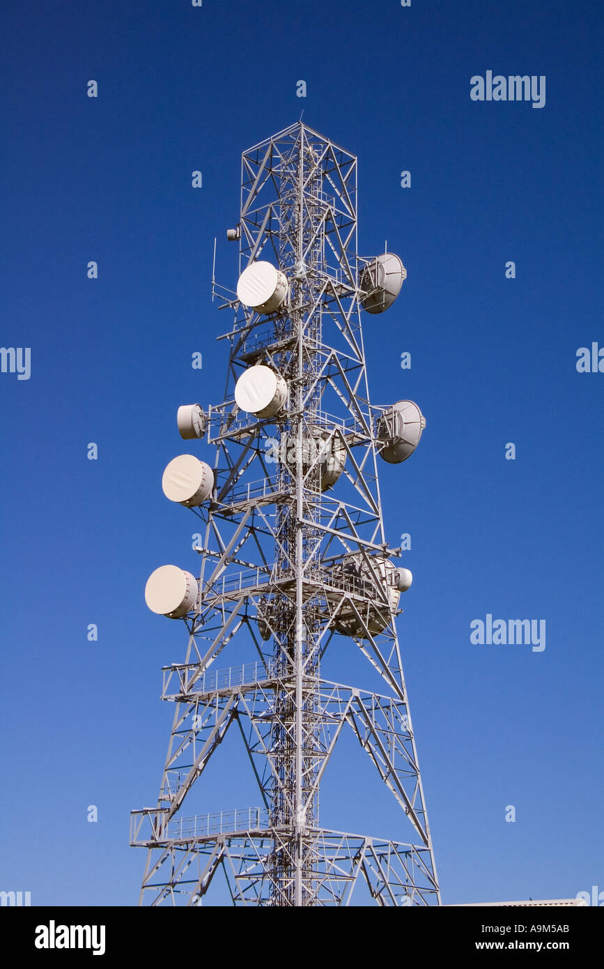 dh MICROONDE UK radio e telefono palo Sanday Northern Isles Orkney antenna torre telecomunicazioni telefono telecomunicazioni Foto Stock