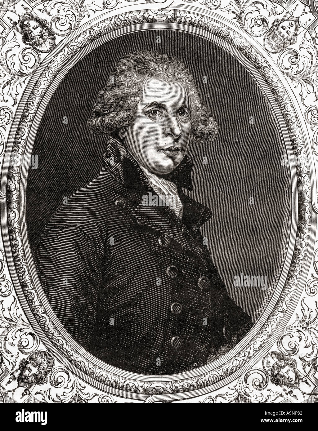 Richard Brinsley Butler Sheridan, 1751 - 1816. Irish satiro, un Drammaturgo, poeta, e a lungo termine del proprietario del London Theatre Royal Drury Lane Foto Stock