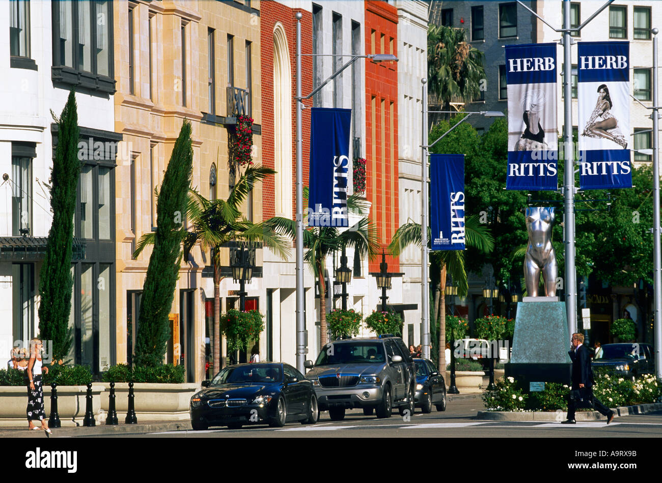 Di Rodeo Drive a Beverly Hills Los Angeles Foto Stock