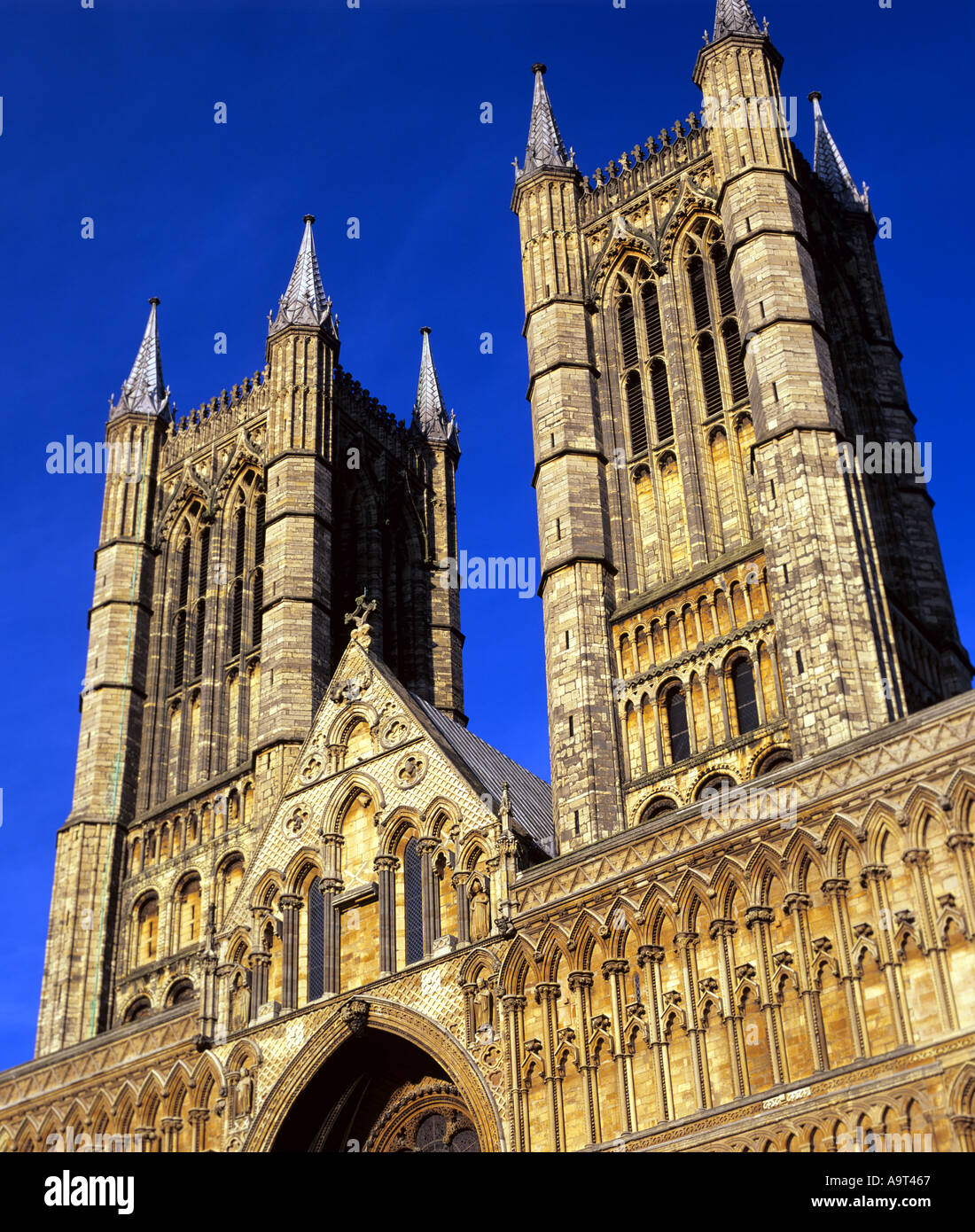 Cattedrale di Lincoln ingresso ovest Lincolnshire Inghilterra Foto Stock
