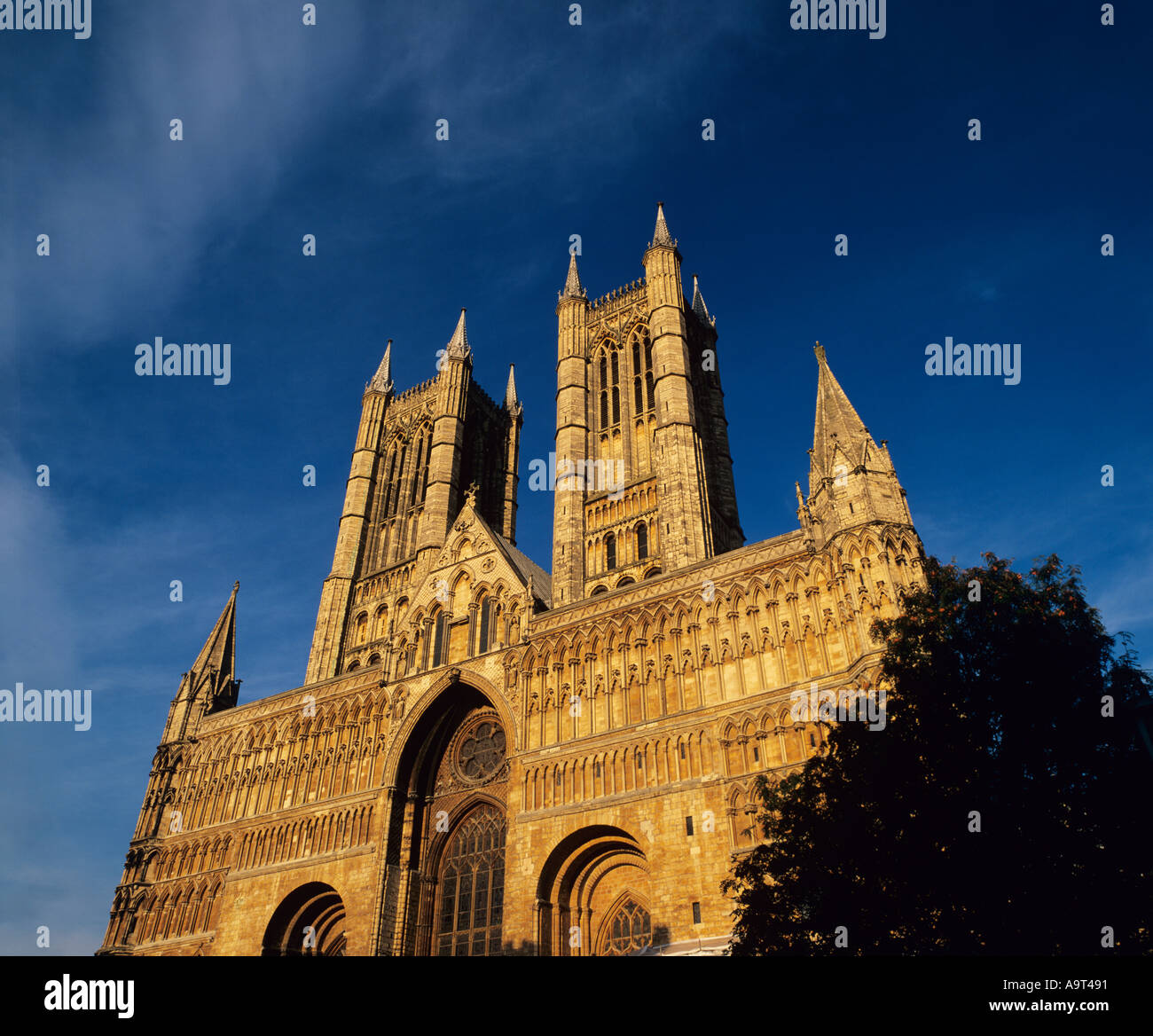 Cattedrale di Lincoln ingresso ovest lincolnshire Inghilterra Foto Stock