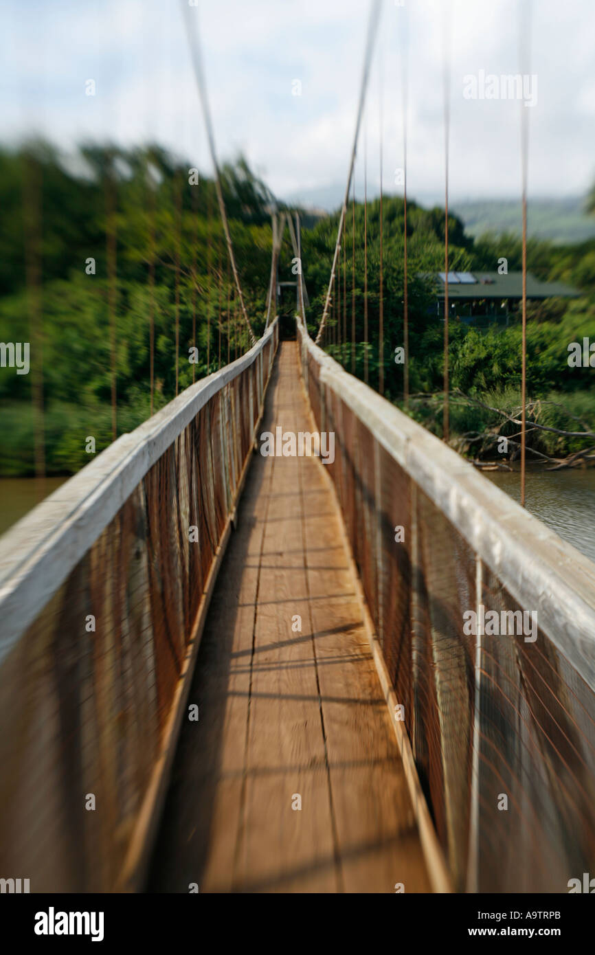 Ponte oscillante Hanapepe Kauai Hawaii Foto Stock