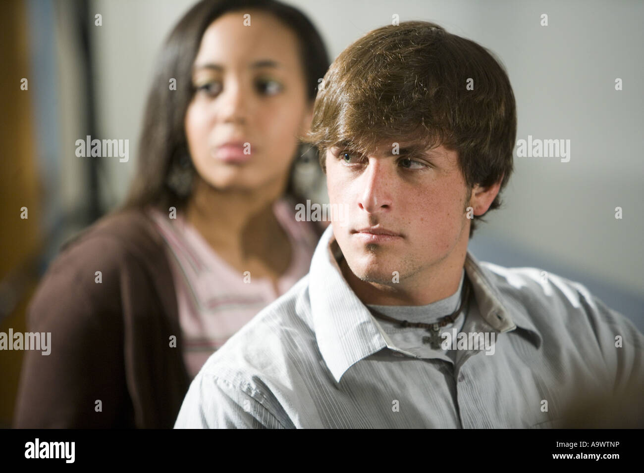 Gli studenti seduti in classe Foto Stock