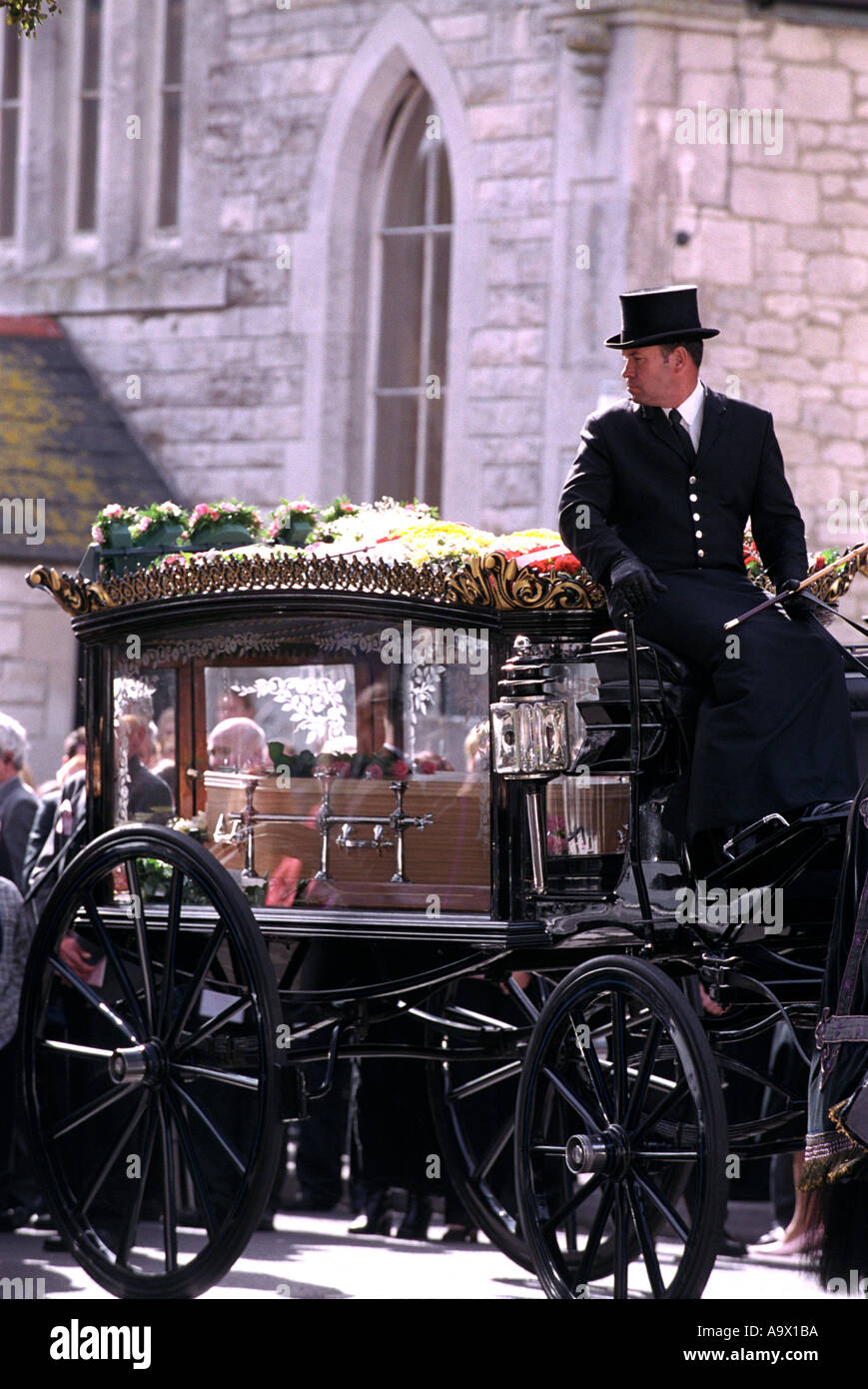 Cavallo funebre a un funerale Foto Stock