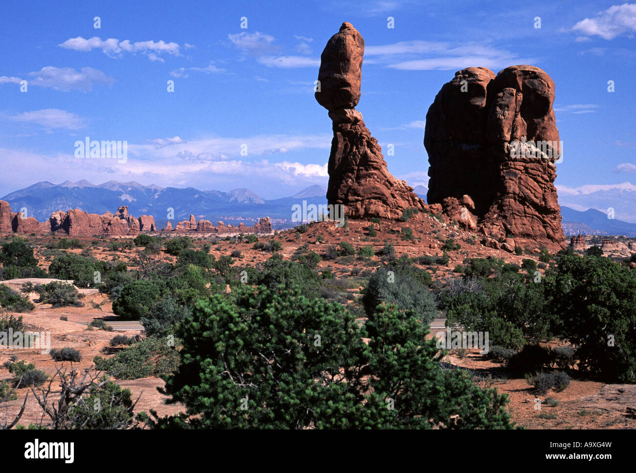 Equilibrato Rock, STATI UNITI D'AMERICA, Utah, archi NP Foto Stock