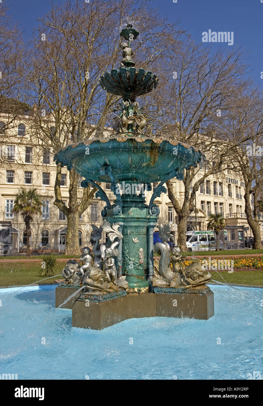 La ghisa fontana ornamentale in Princess Gardens a Torquay, Devon Foto Stock