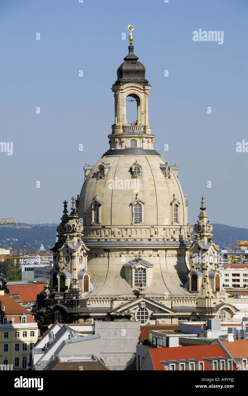 Cupola della Frauenkirche di Dresda, Sassonia, Germania Foto Stock