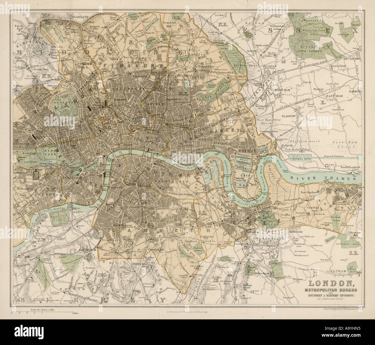 Mappa Londra 1878 Foto Stock