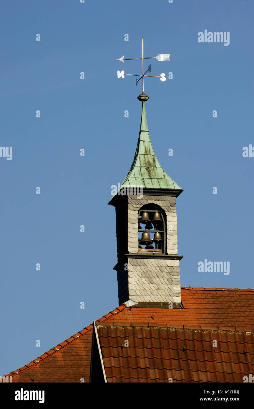 Torre del Municipio con carillon, Marbach am Neckar, Baden-Wuerttemberg, Germania Foto Stock