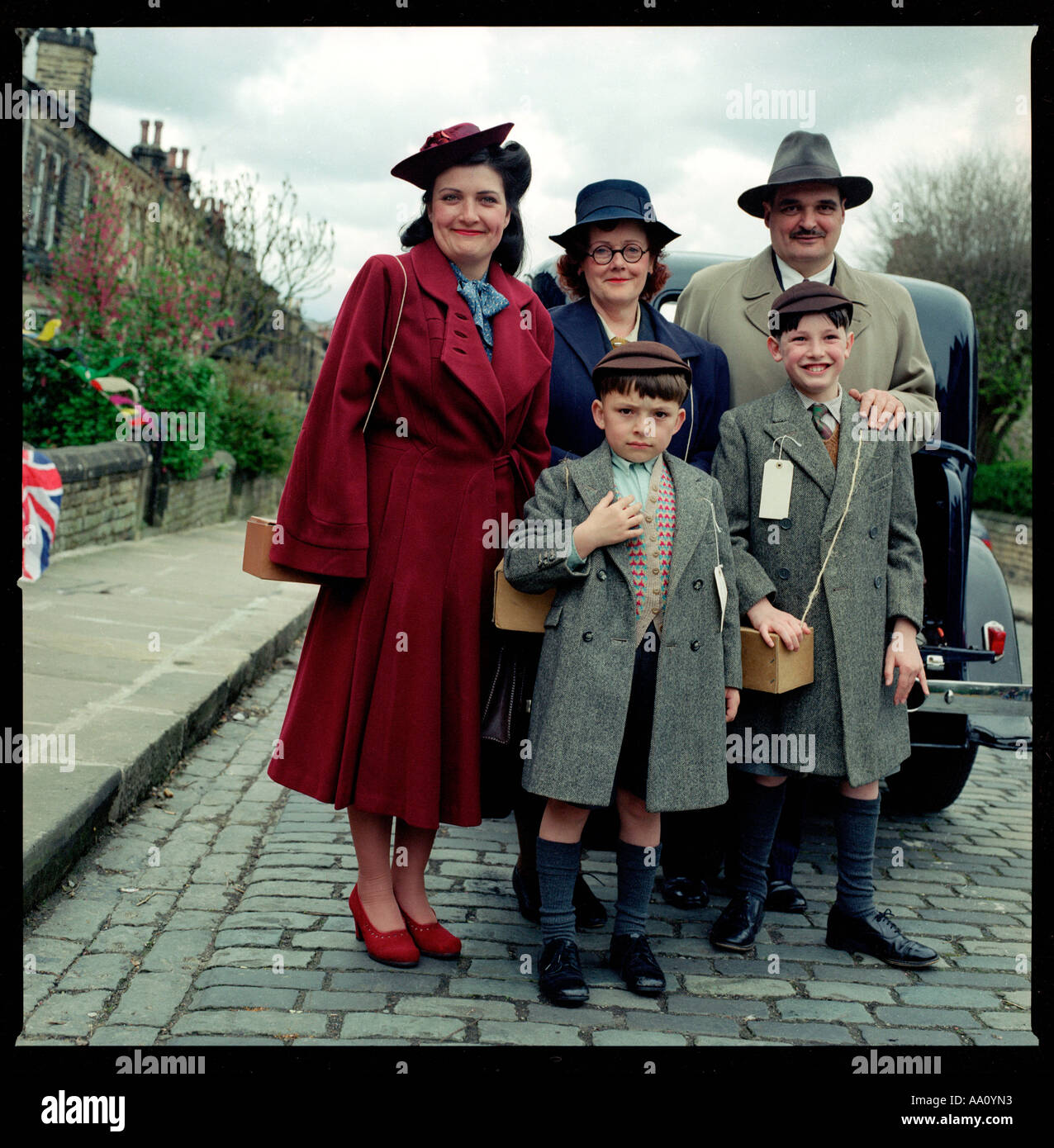 famiglia di 1940s Foto Stock