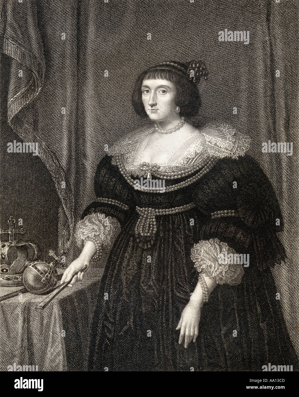Elizabeth Stuart, 1596 - 1662. Electress del Palatinato e brevemente la regina di Boemia come la moglie di Federico V del Palatinato. Foto Stock