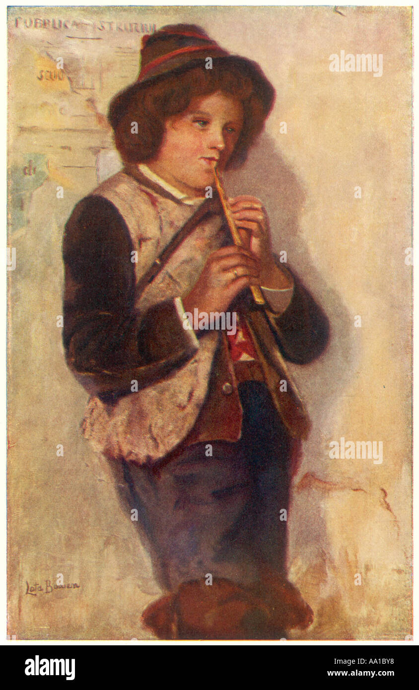 Un ragazzo italiano piping Foto Stock