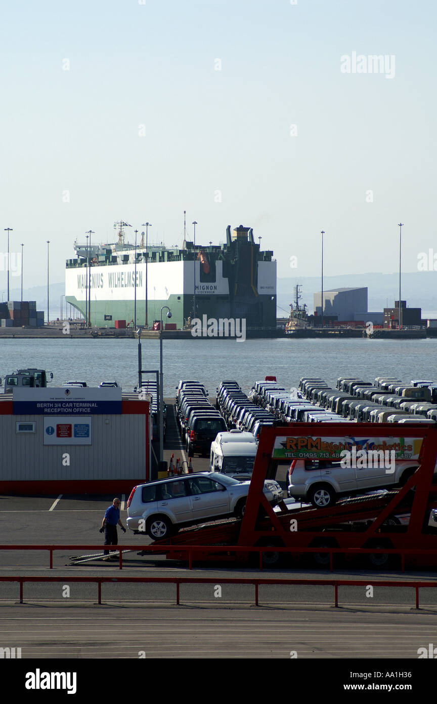 Veicoli importazioni esportazioni a Portbury docks vicino a Bristol in Inghilterra Avon Regno Unito Foto Stock