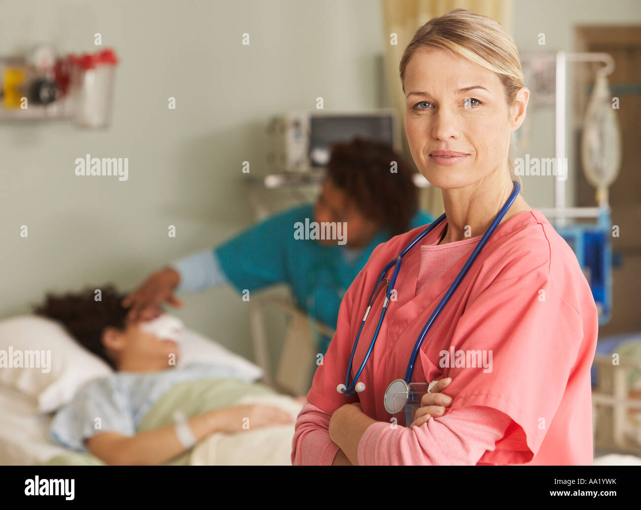 Ritratto di infermiere in ospedale Foto Stock