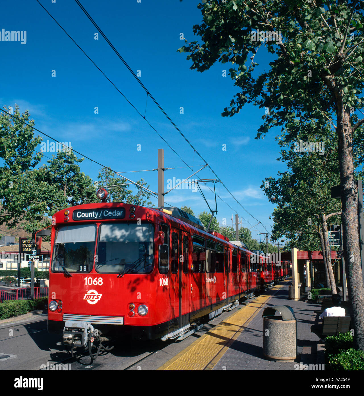 San Diego Trolley , San Ysidro confine internazionale, San Diego, California, Stati Uniti d'America Foto Stock