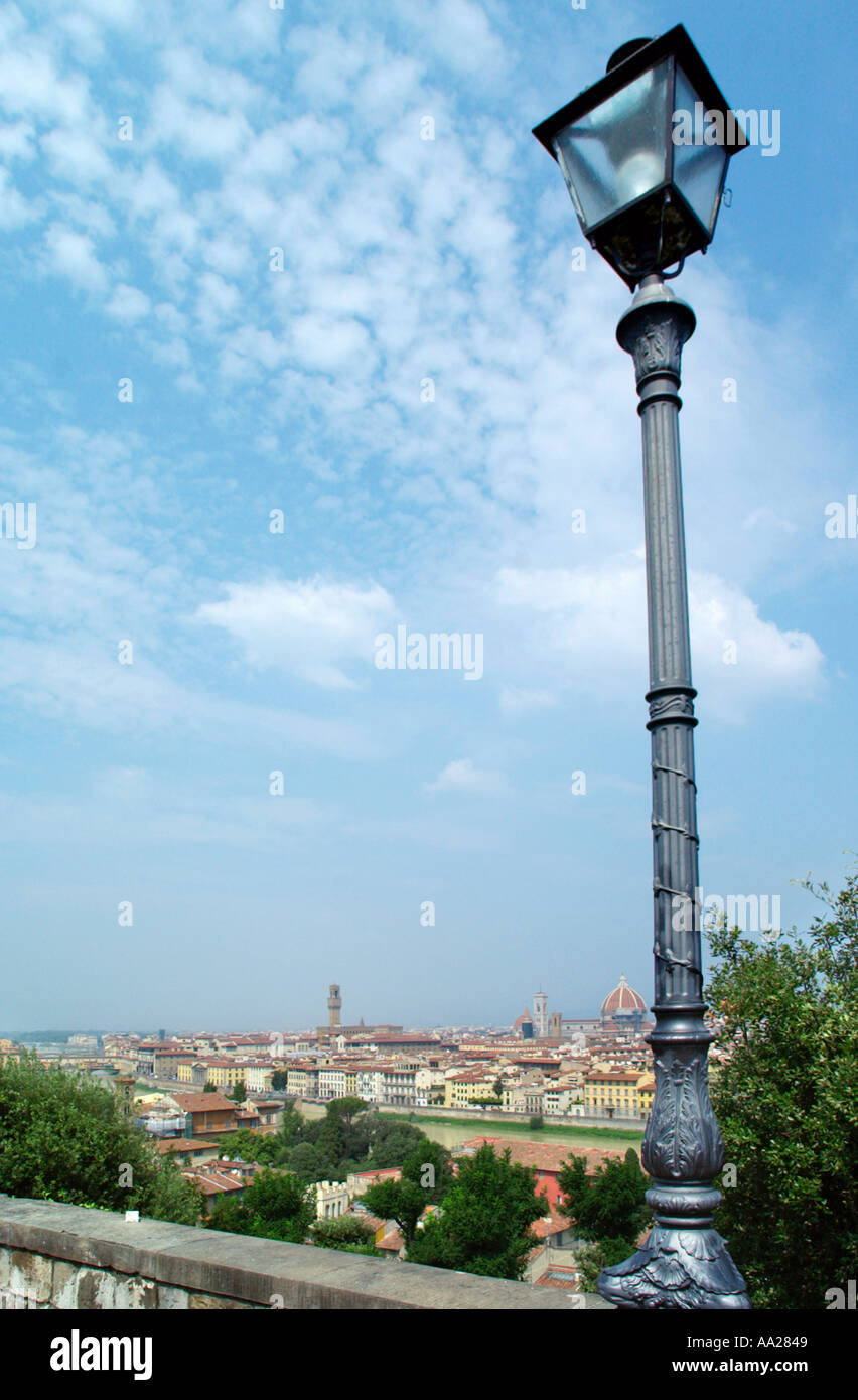 Vista sulla città da Piazzale Michelangelo, Firenze, Toscana, Italia Foto Stock