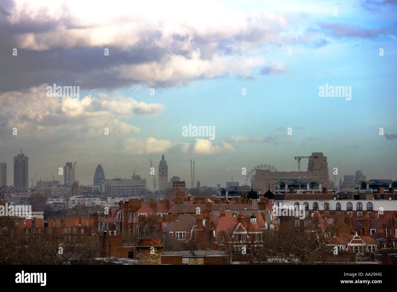 Vista in lontananza City di Londra Hammersmith e Fulham Foto Stock