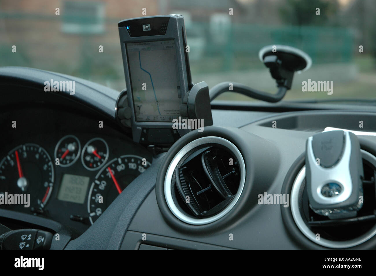 GPS nel Ford Fiesta auto Foto Stock