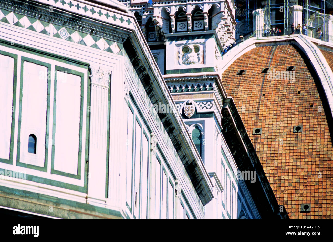 L'Italia, Tucany, Duomo dettaglio Firenze Firenze Toscana, Firenze Duomo con Battistero, close-up Foto Stock