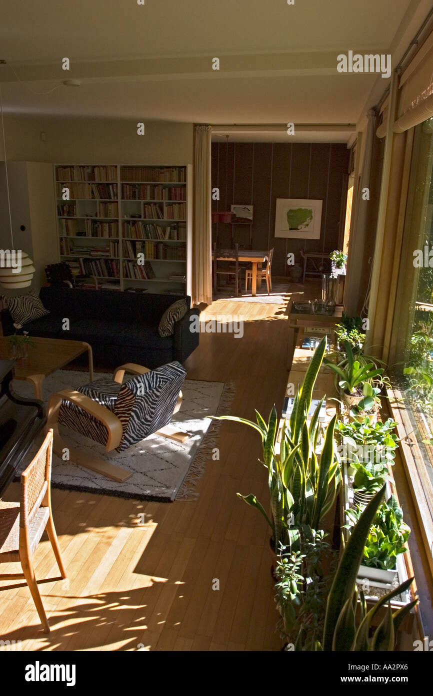 Soggiorno di Alvar Aalto House Helsinki Finlandia Foto Stock