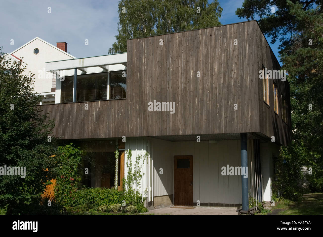 Parte posteriore di Alvar Aalto esterno della casa Helsinki Finlandia Foto Stock