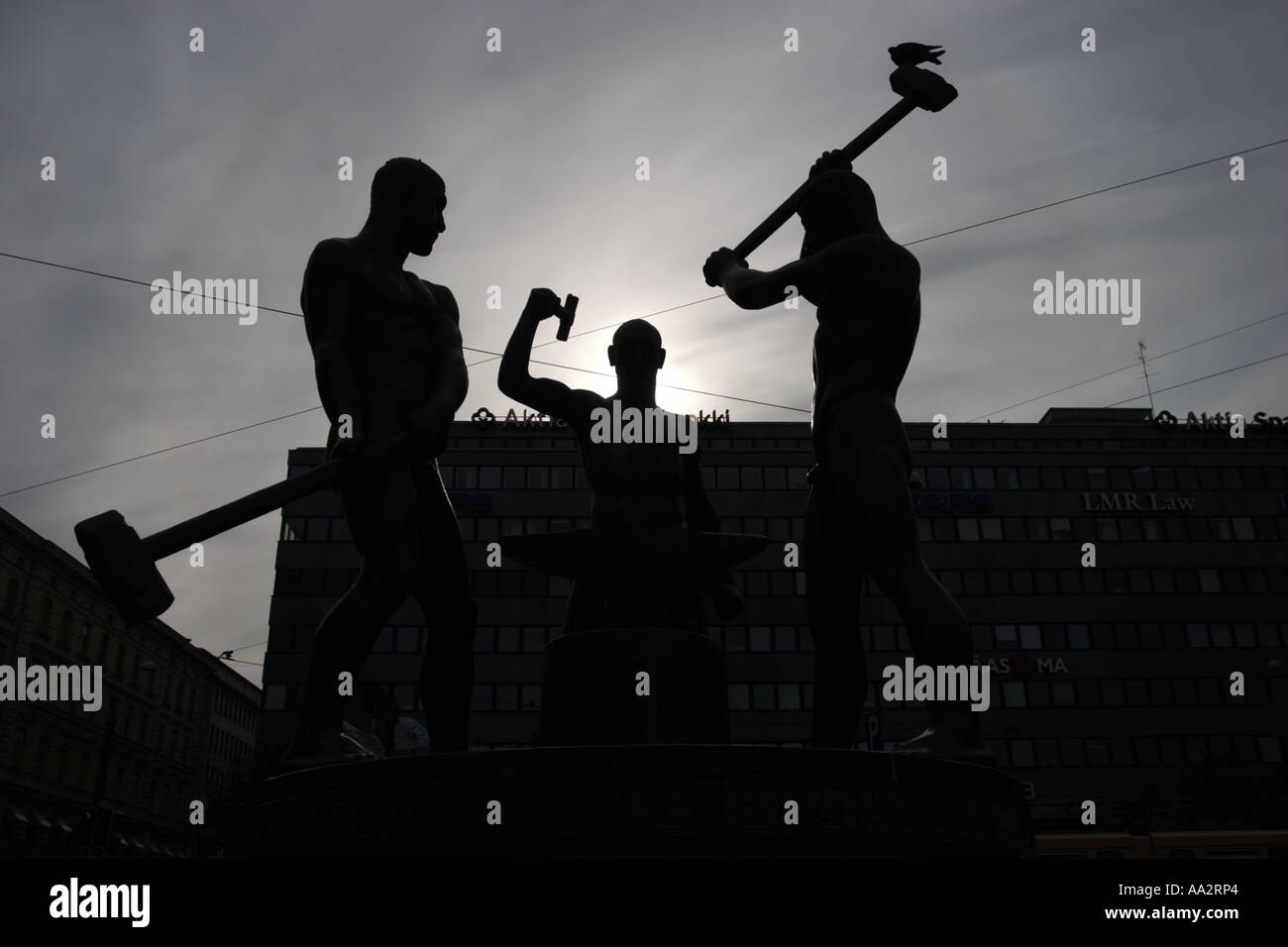 Scultura di tre Smiths Helsinki Finlandia Foto Stock