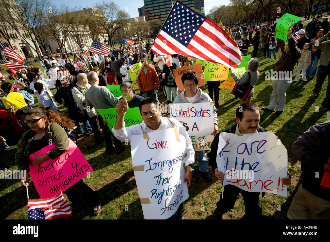 New Haven Connecticut immigrati protesta governo usa le leggi sull'immigrazione sulla nuova oasi verde di immigrazione illegale Foto Stock