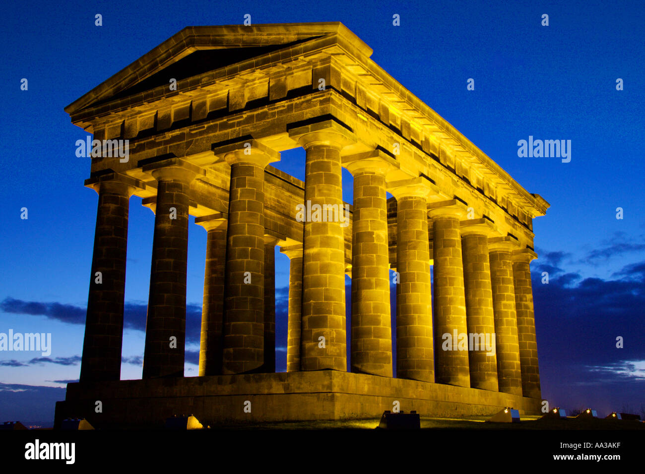 Penshaw monumento al tramonto, REGNO UNITO Foto Stock