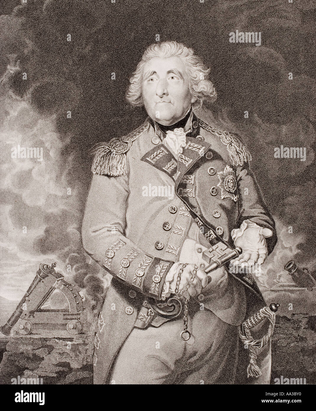 George Augustus Elliott, Lord Heathfield, 1st Barone Heathfield, Governatore Di Gibilterra, 1717 - 1790. Con le chiavi di Gibilterra Foto Stock