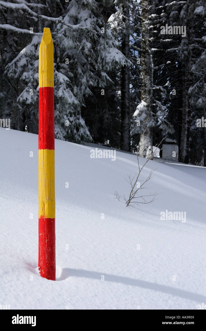 Polo di neve accanto alla strada, Kopaonik, Serbia Foto Stock