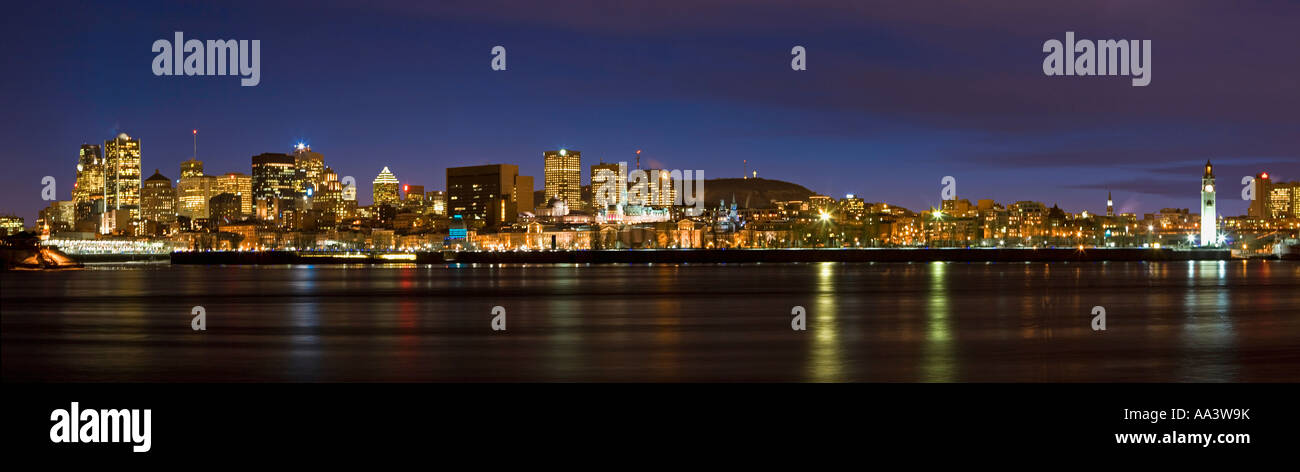 Lo Skyline di Montreal al crepuscolo, Quebec, Canada Foto Stock