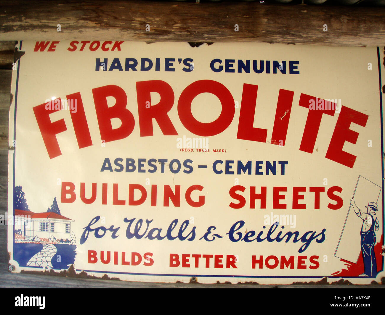Hardie Fibrolite del digital signage da anni cinquanta. Foto Stock