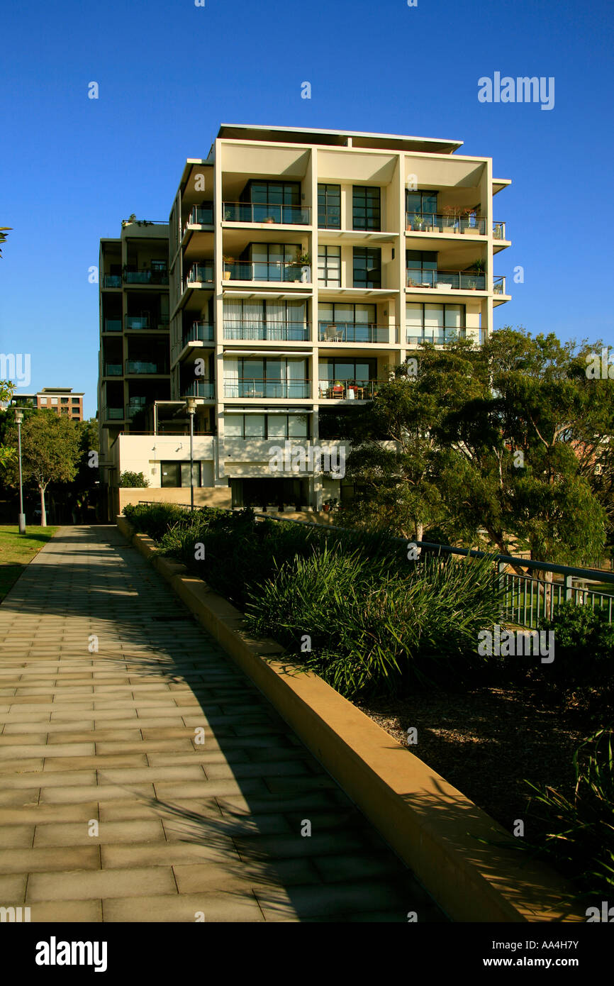 Un architetto contemporaneo progettato appartamento di lusso isolato sulla penisola di Pyrmont vicino alla città di Sydney Australia Foto Stock