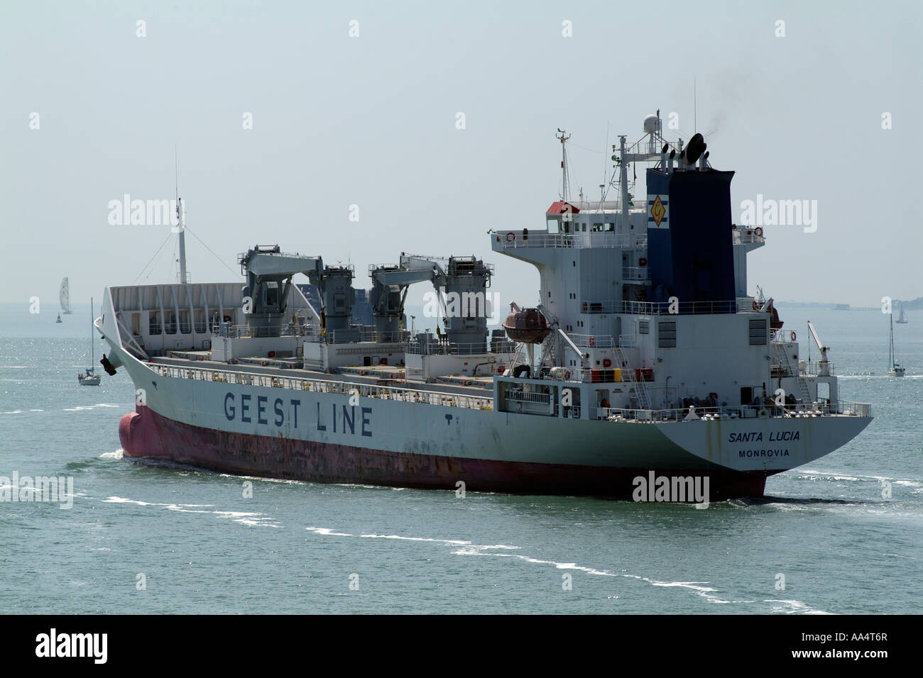 Geest Line esportatrici di banane nave Santa Lucia vele da Portsmouth Inghilterra Regno Unito Foto Stock